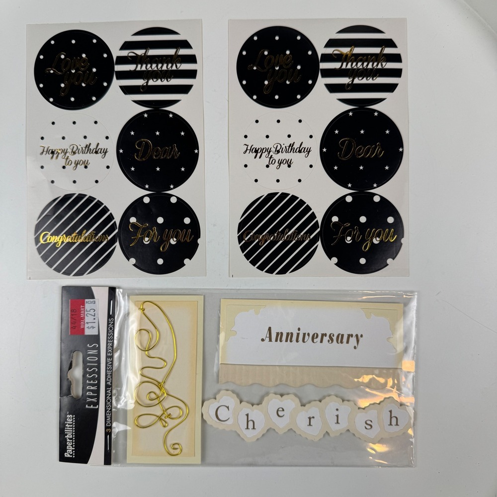 Paperbilities Scrapbook Embellishments Anniversary Birthday NWT 3D Stickers Lot